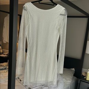 Anna White Rhinestone Mesh Mini Dress 12th tribe